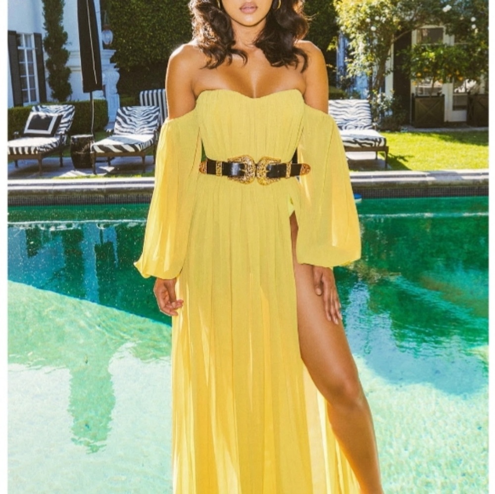 Sexy off shoulder high split maxi dress